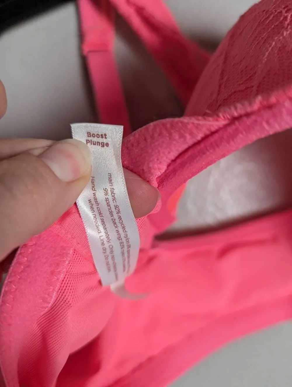 Cacique Hot Pink melon salmon lace boost plunge push up front close bra 44B